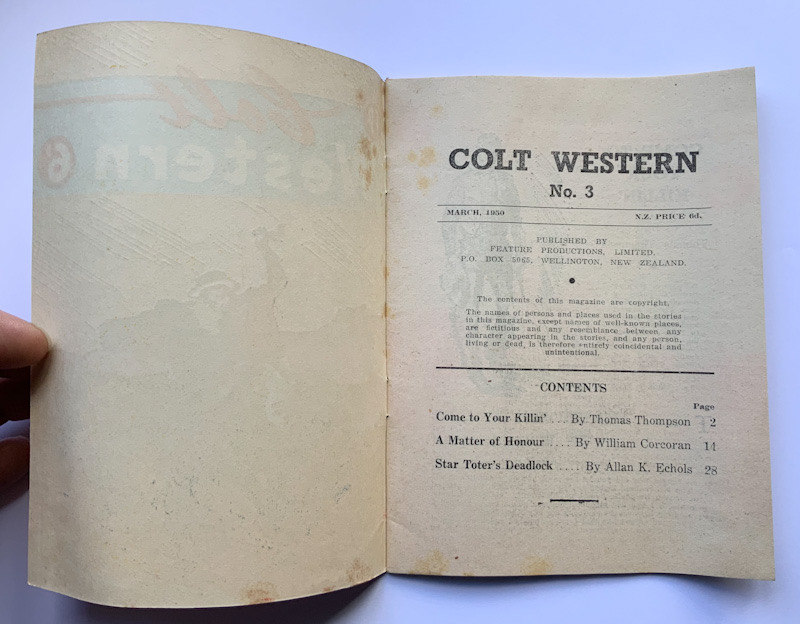 Scarce New Zealand Colt Western no.3 pulp fiction book